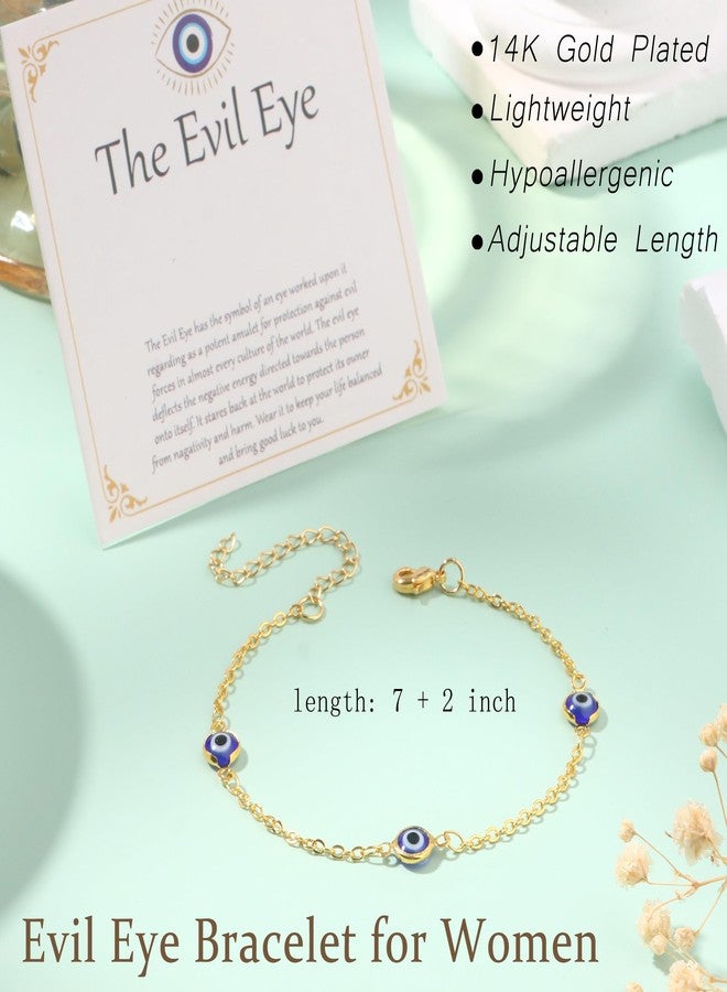 MOZAKA 9pcs Evil Eye Bracelet for Women - 18K Gold Plated Multicolored Evil Eye Bracelets Protection Bracelet Ojo Turco Amulet Lucky Jewelry Gifts with Meaning Card - Image 5
